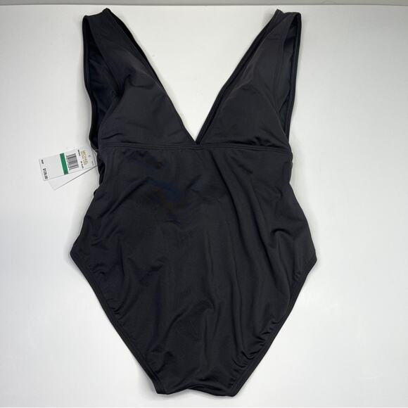 MICHAEL Michael Kors Belted Surplice Plunge One Piece swimsuit black - 16 - Picture 7 of 10